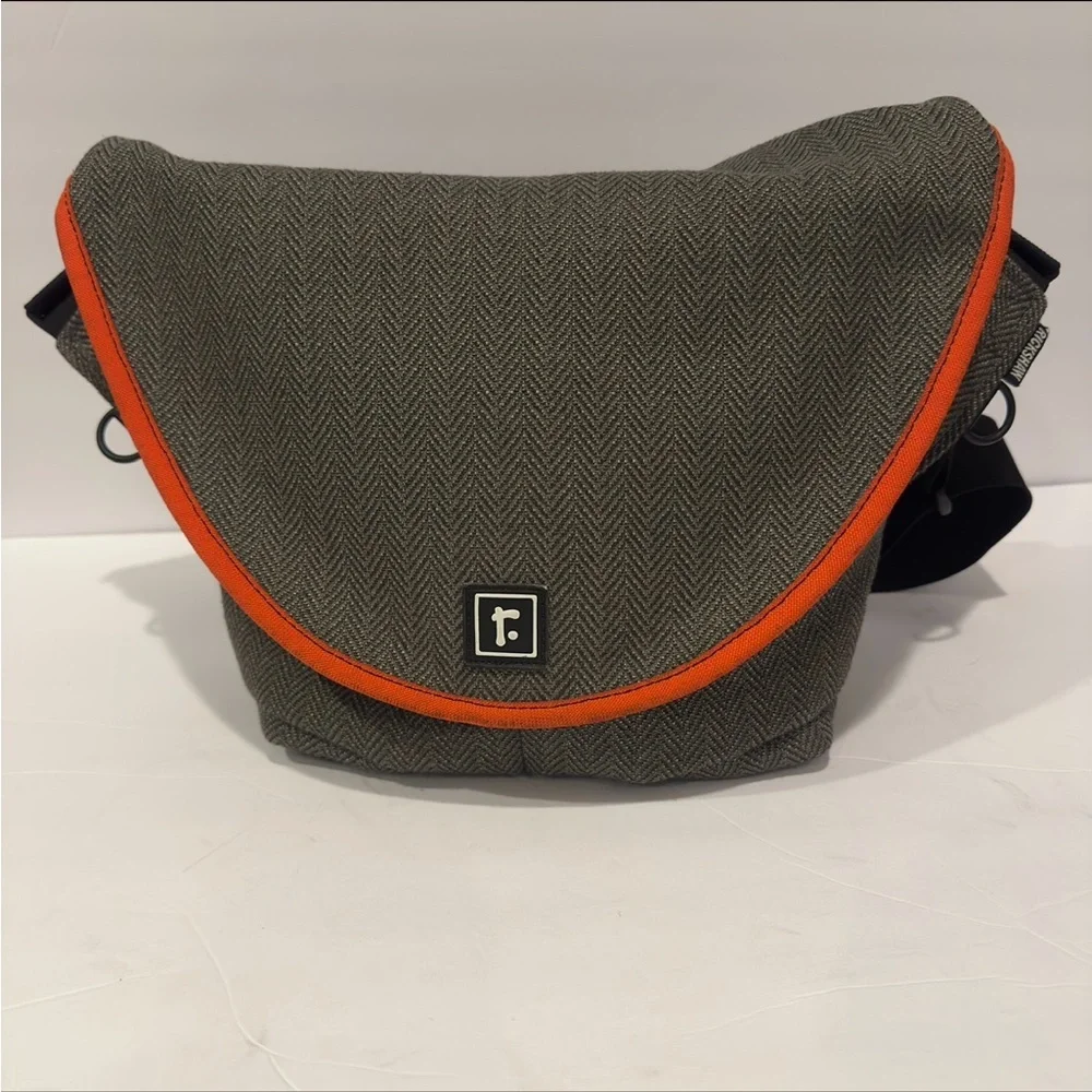 Rickshaw Bagworks iPad 2 Messenger Crossbody Bag with Orange Trim